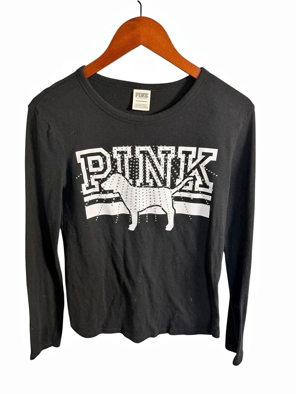 Victoria's Secret PINK Graphic Long Sleeve Black Size XS